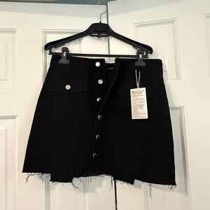 Zara Black Button-Front Mini Skirt